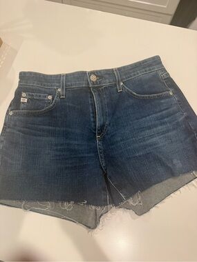 AG Hailey cut off zip and button 27 R Dark Wash Denim Shorts - Blue 185 new